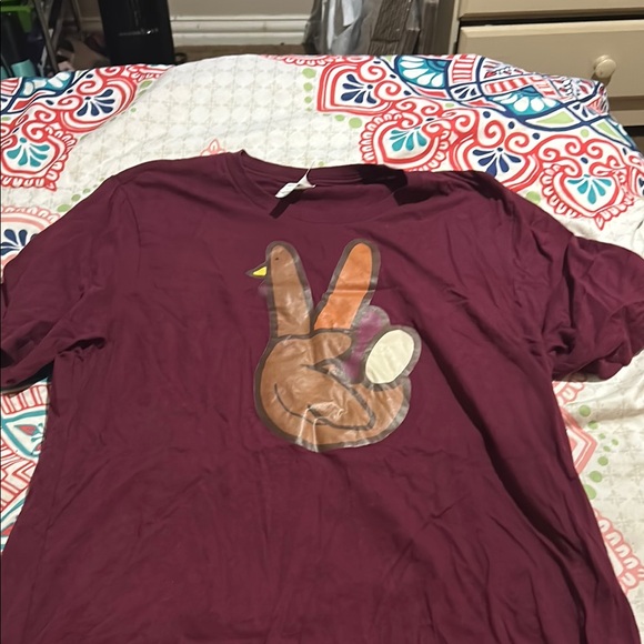 Burgundy Peace Sign Graphic Tee - Picture 1 of 1